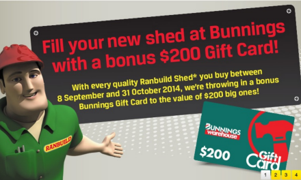 Ranbuild Sheds Bunnings $200 Gift Card Bonus Offer