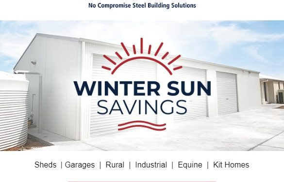 Wide span sheds winter sun savings – sale on now