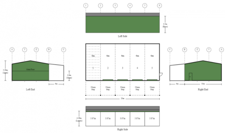 Steel Sheds Price Guide 10m X 20m X 4 5m Lean To And 10m X 4m Mezzanine 