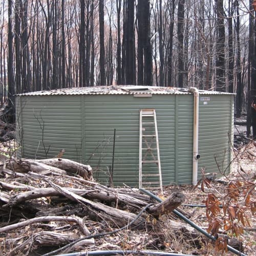 Pioneer water tank remained fully operational and largely unaffected by the bushfire event.