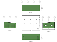 8m x 12m x 3m Skillion Roof 3 Bay Shed With 2 Roller Doors and 2 PA Doors