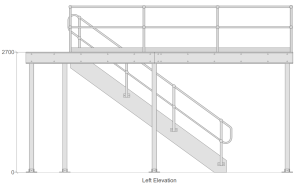 6000 x 6600 x 2700 Mezzanine Floor with Stairs, Handrail and Railings