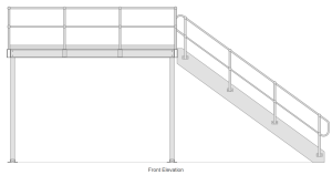 5000 x 4200 x 2800 Mezzanine Floor with Stairs, Handrail and Railing