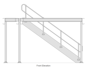 7100 x 4900 x 2700 Mezzanine Floor With Stairs, Handrail and Railing