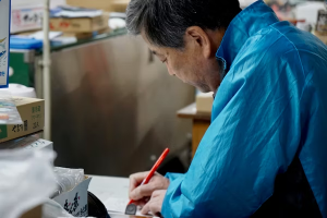 man sketching