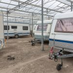Caravan parking in an empty Dutch Greenhouse