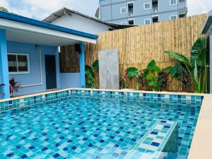 clean pool in the backyard