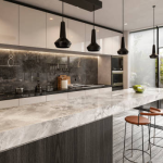 marbled kitchen counter