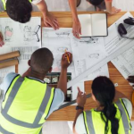 construction workers discussing about planning