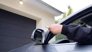 man opening garage door using remote