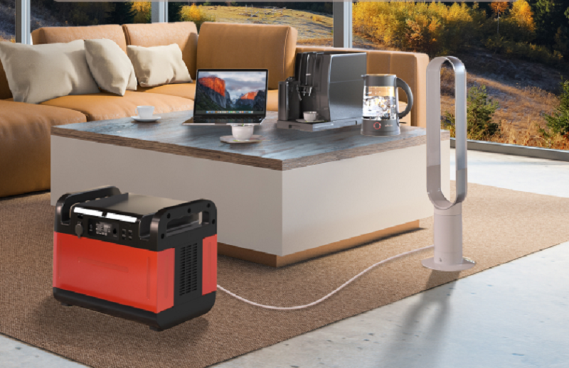 A portable power station being used to provide off-grid electricity