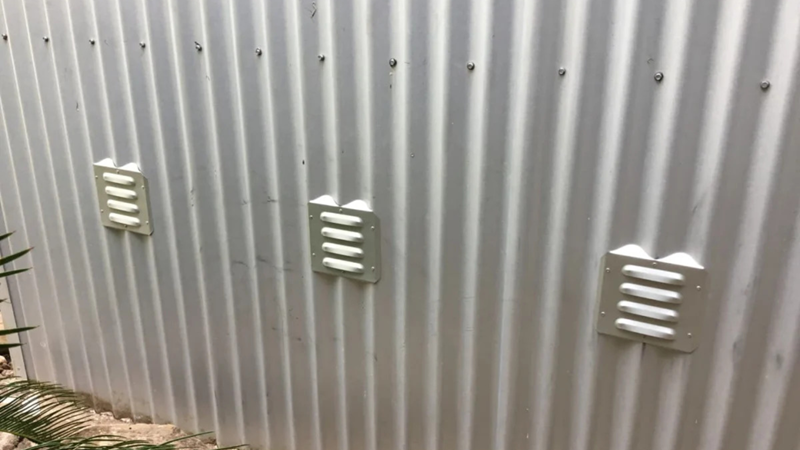corro mount vents installed on a steel shed