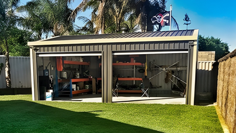 garage shed with 2 roller doors - realigned