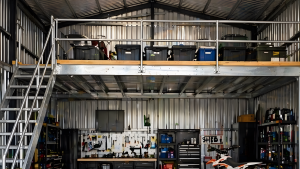mezzanine floor installed in a shed