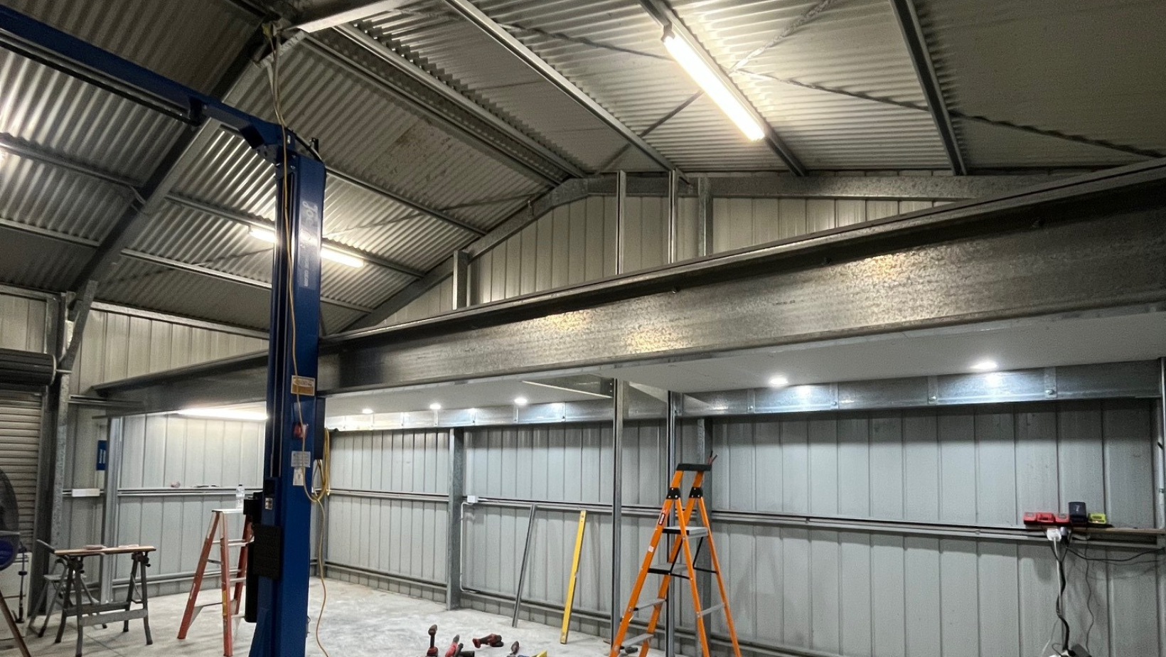 Mezzanine Floor Installed in a steel shed