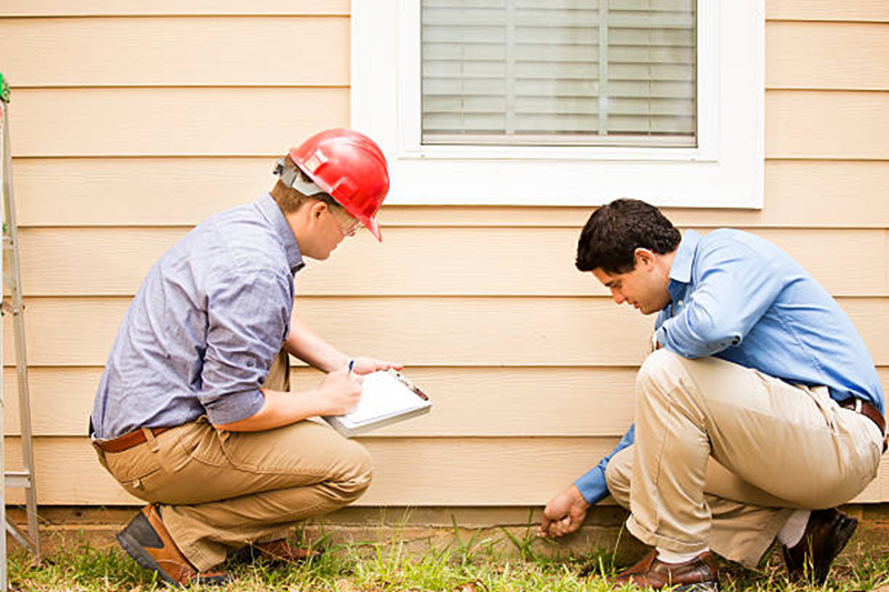 Inspector and client conducting a foundation check