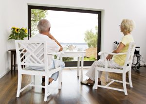 Senior couple having tea