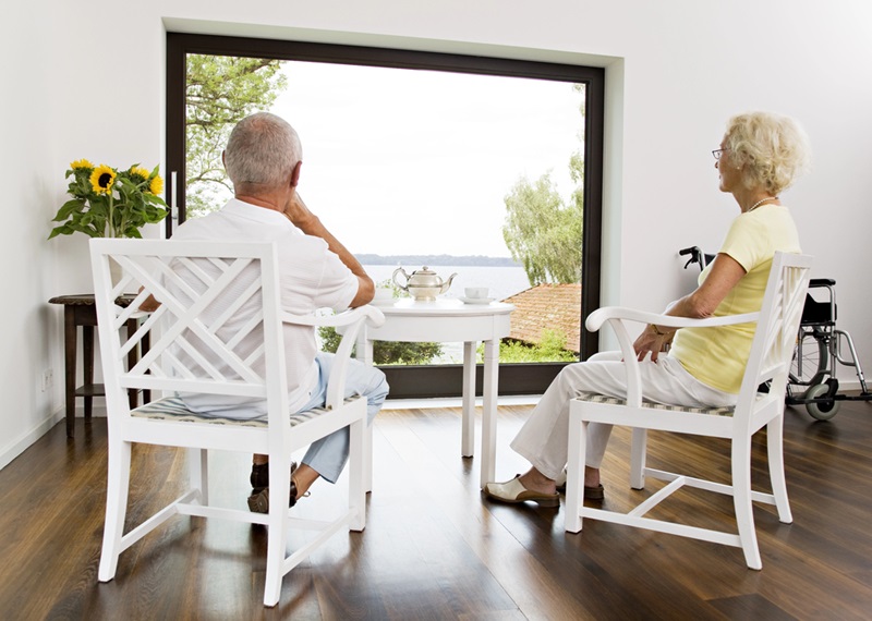 Senior couple having tea