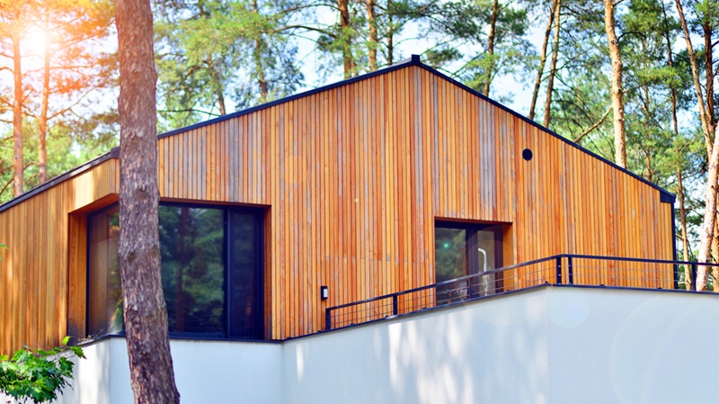 Upscale house in wooded area