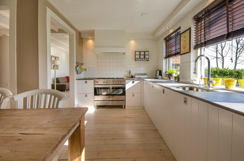 Bright and Airy Country-Style Kitchen with Open Layout