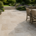 Elegant Limestone Outdoor Paving with Dining Set