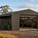 steel shed in a rural area in australia
