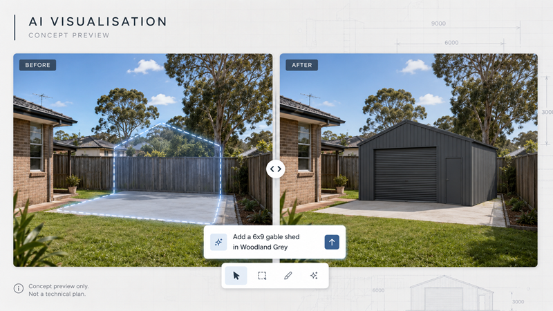 AI Backyard Visualization Tool with Before and After Comparison