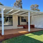 Modern Covered Timber Deck with White Pergola