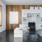 Modern Minimalist Open-Plan Office with Wood Accents