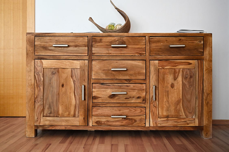 Rustic Solid Wood Sideboard with Natural Grain Finish