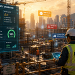 Smart Construction Site with Futuristic Augmented Reality HUD