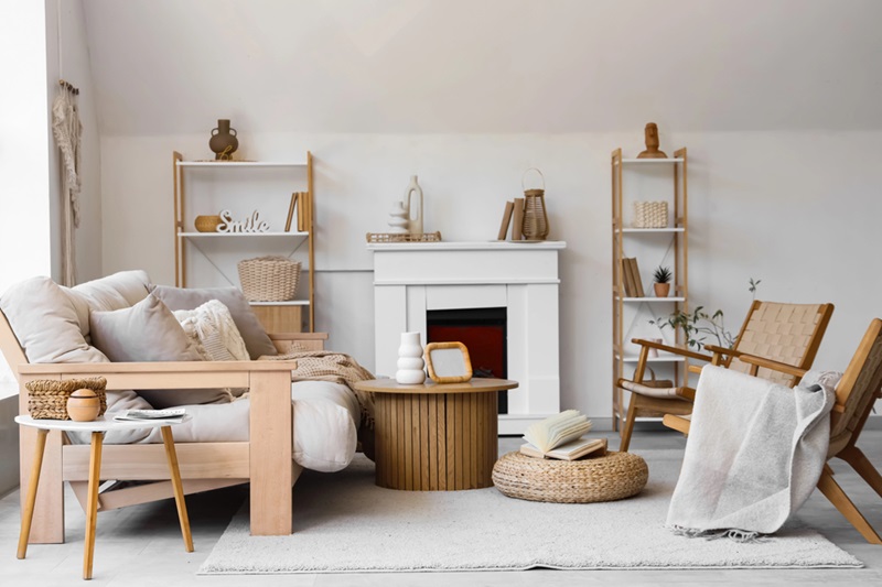 Stylish interior of living room with sofa Stylish interior of living room with sofa