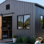 steel shed in a residential area