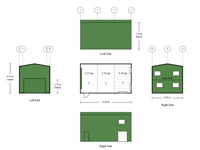 6m x 10m x 3m Region B Triple Bay Garaport with 1 Roller Door