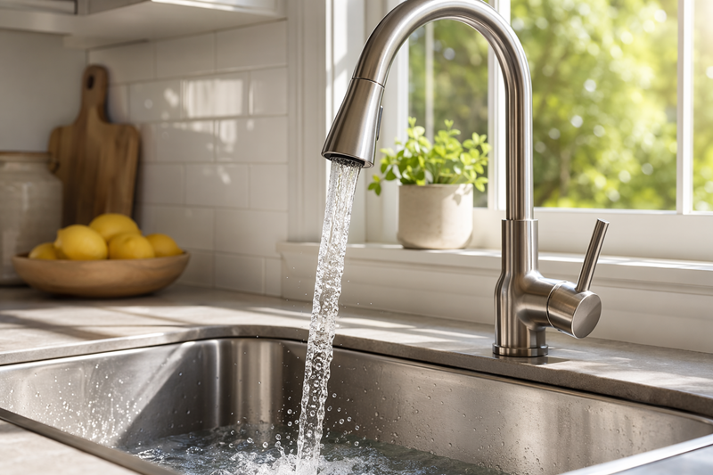 Modern Brushed Stainless Steel Kitchen Faucet Running Water Modern Brushed Stainless Steel Kitchen Faucet Running Water
