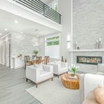 white and brown living room set