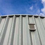Metal sheet for industrial building with ventilation system of factory