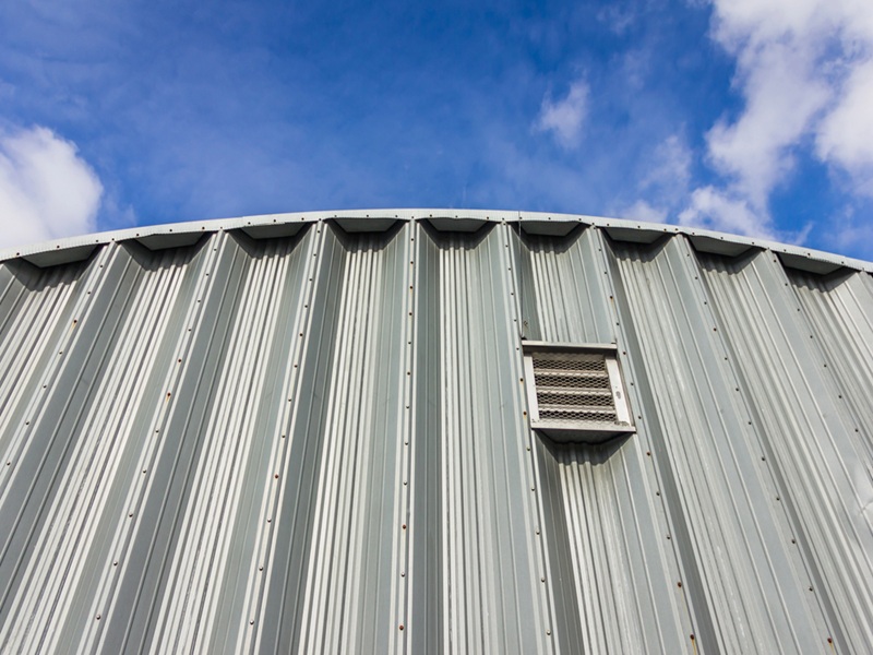 Metal sheet for industrial building with ventilation system of factory