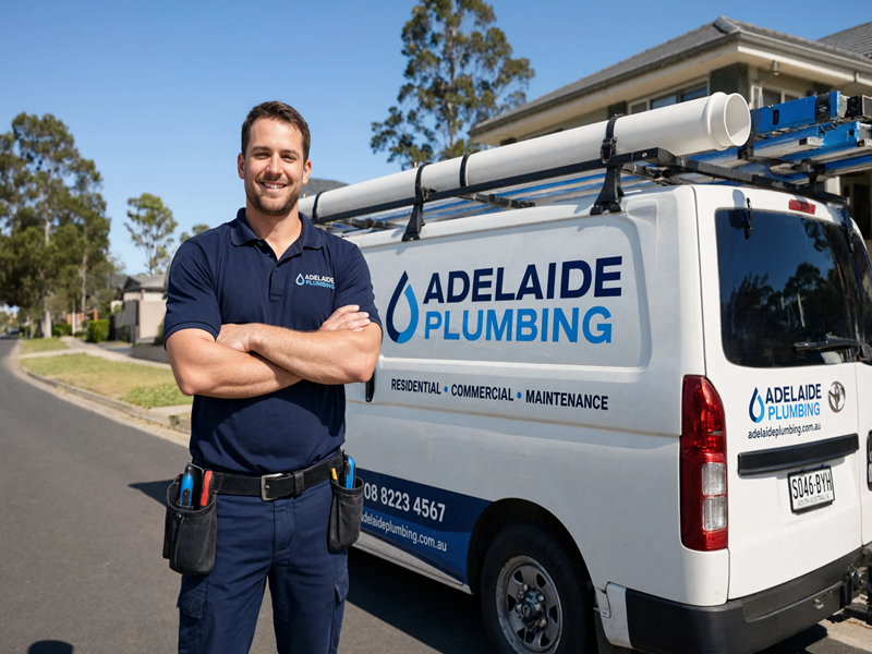 Professional Plumber Standing Beside Service Van