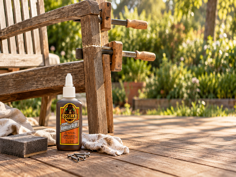 Gorilla Glue Wood Repair on Wooden Chair