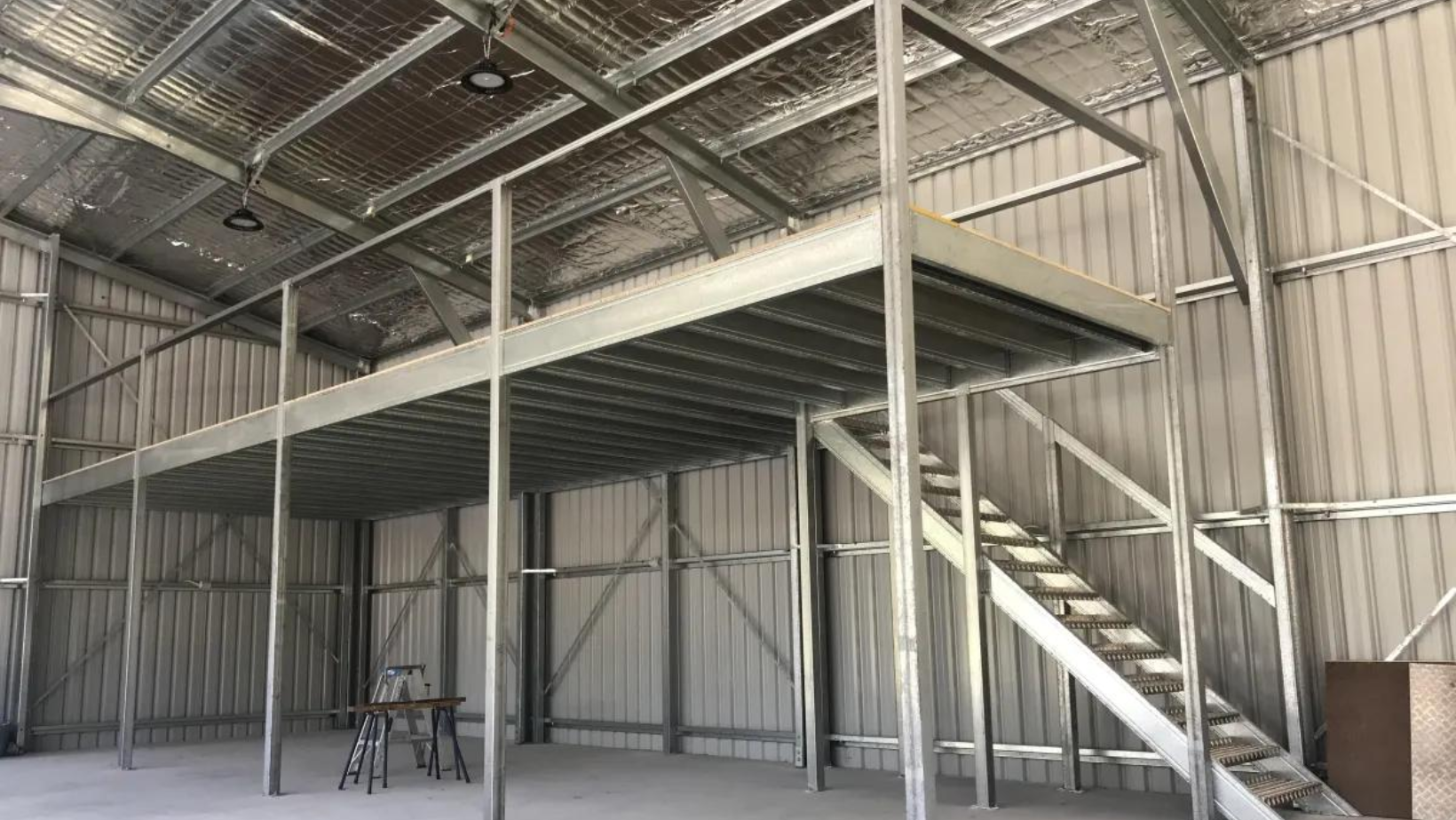 finished and installed mezzanine floor